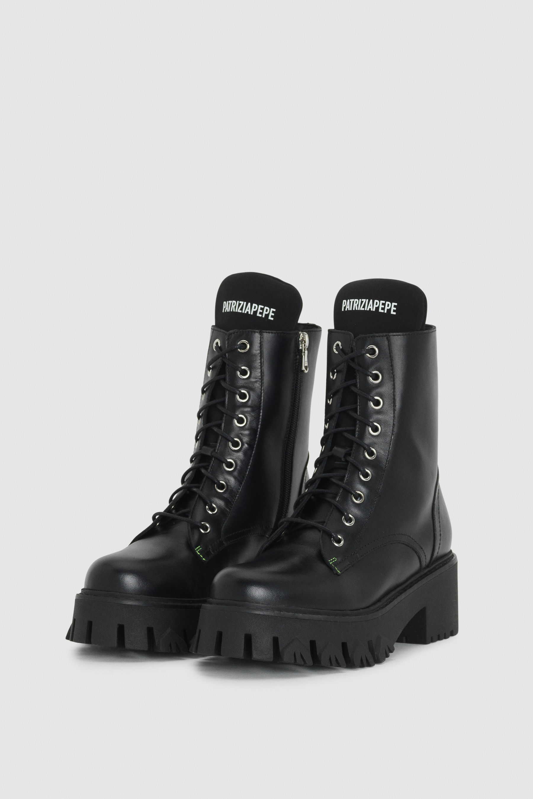lace up black biker boots