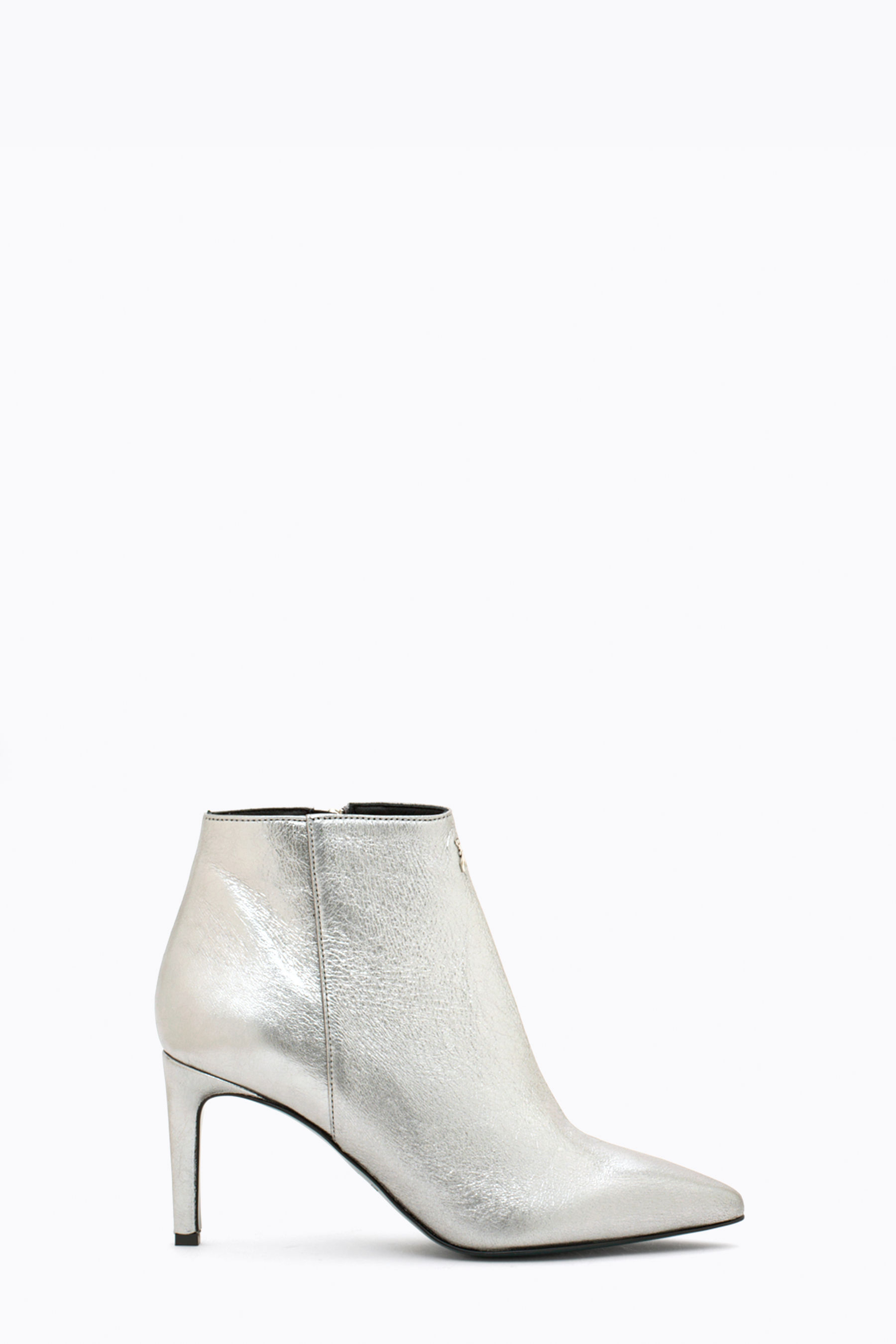metallic silver ankle boots