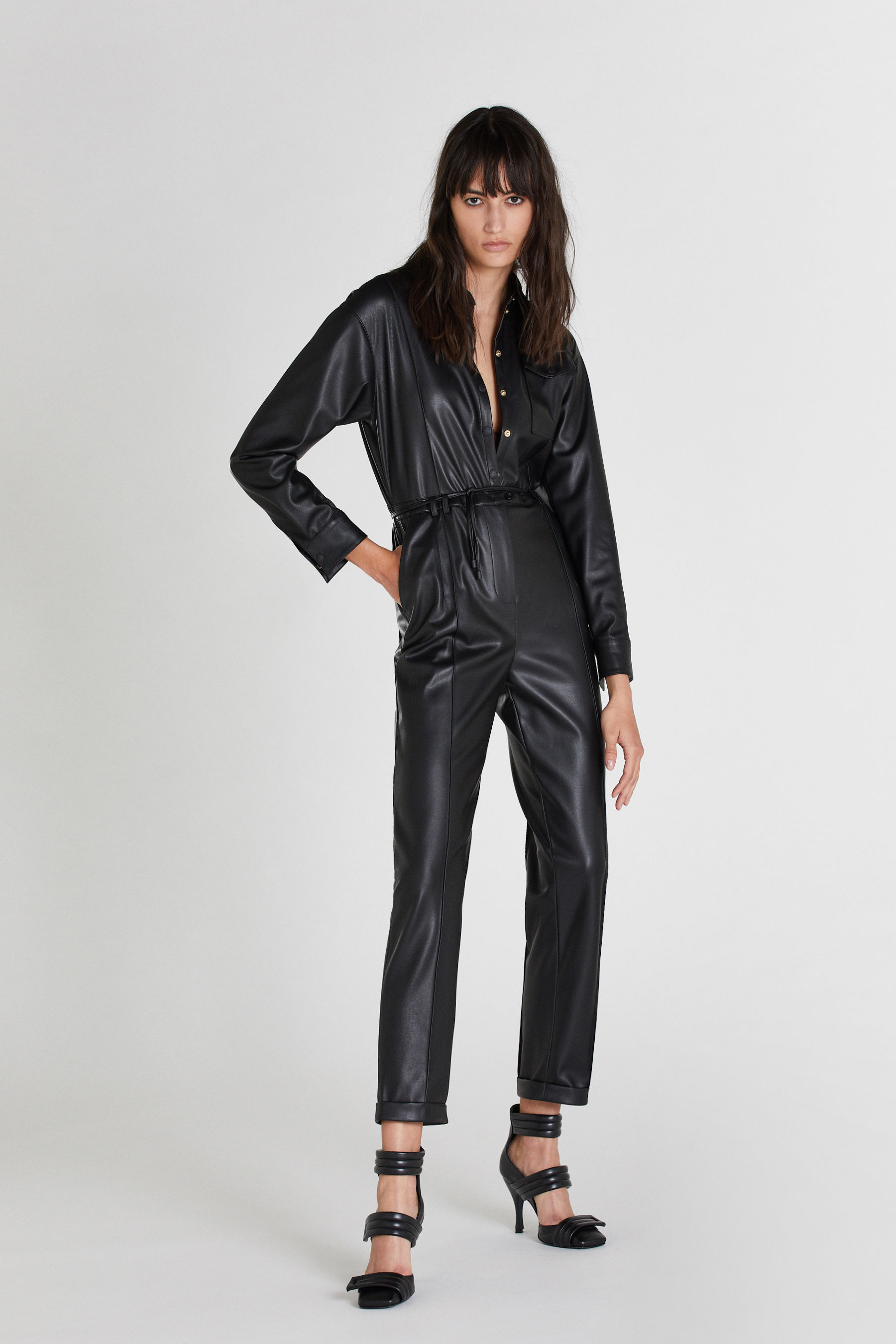 “Essential” faux leather jumpsuit | Patrizia Pepe